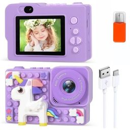 Happy Hues Mini Unicorn Digital Camera for Kids with HD Video- 1080P & 2.4inch IPS Screen -Camera Toy with Filters-Frames & in-Built Games for Toddlers-Unicorn Silicone Cover -Purple-13