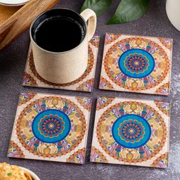 Kolorobia Sylvan Egyptian Square Glass Coaster - Multicoloured-image-94