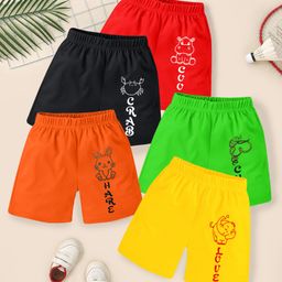 KUCHIPOO Pack of 5 Animals Printed Shorts - Multi Colour-image-11