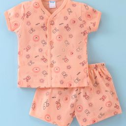 Tango Single Jersey Knit Half Sleeves Shorts Set with Animal & Text Print - Orange-image-10
