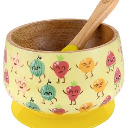 Taabartoli Truly Fruity Wooden Suction Bowl and Spoon Set - Yellow-21