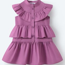 Mark & Mia Sleeveless Layered Solid Color Frock - Purple-image-32