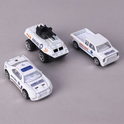Kids Fun Toys Die Cast 1 : 64 Scale Tank Pickup truck &Ambulance Car Set of 3 - White-12