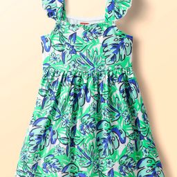 Babyhug Single Jersey Knit Sleeveless Dress With Floral Print - Light Green-picture-16
