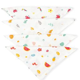 Zizuka Soft Cotton Muslin Washclothe for newborn baby Pack of 4 -Multicolour L 21 x B 21 cm-20