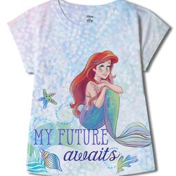 Wear Your Mind Disney The Little Mermaid Featuring Half Sleeves Ariel Printed Top - White-image-56