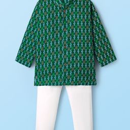 Dapper Dudes Full Sleeves Abstract Printed Kurta Pyjama Set - Green-image-85