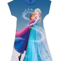 Wear Your Mind Cotton Blend Disney Frozen Featuring Half Sleeves Anna & Elsa Printed Dress - Royal Blue-image-62