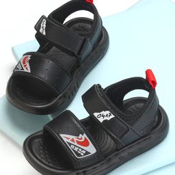 KIDLINGSS Fano Text Designed Double Velcro Closure Sandals - Black-image-18