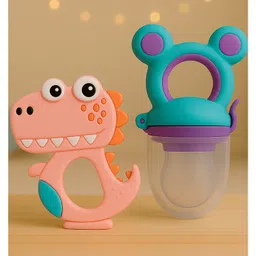 Badal Kidz Essential Combo Mickey Fruit Nibbler & BPA Free Teether - Purple & Pink-picture-3
