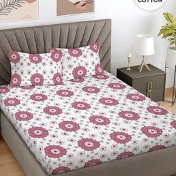 FABINALIV Red & White Floral Printed 400 TC Cotton King Bedsheet Set 2.50 m x 2.25 m-image-73