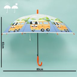 fab n funky Kids Umbrella with J Shaped Handle & Bus Print - Multicolor image 3