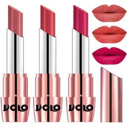 VOLO Set Of 3 Creme Matte Lipstick 3.5g Each - Peach 632-Light Peach 633-Passion Pink 644-19