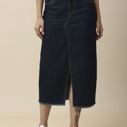 Chemistry Pure Cotton Straight Midi Denim Skirts-picture-52