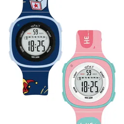 Spiky Kids Pack of 2 Digital Multi Function Automatic Watch WCombo_EVA15_BluPnk-11