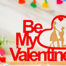 eCraftIndia Red Wooden Be My Valentine Couple Showpiece-image-24