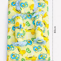 ZOE Bedding Set, Sleeping Bag & Mosquito Net Gadda Combo Set of 3 Monkey Print - Yellow image 4