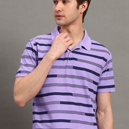 GET GOLF Men Striped Polo Collar Cotton T-shirt-image-81