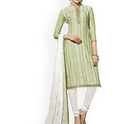 HERE&NOW Ethnic Motifs Printed Zari Work Unstitched Dress Material-image-34