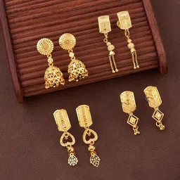 Anouk Set Of 4 Gold-Plated Ghungroo Beaded Dome Shaped Jhumkas-image-70