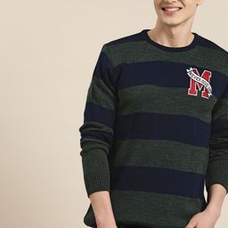 HERE&NOW Men Striped Acrylic Pullover-image-53
