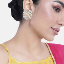 Peora Gold-Plated Kundan Circular Stud Earrings image 2