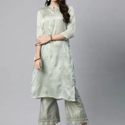 READIPRINT FASHIONS Grey Embroidered Straight Kurta-image-11