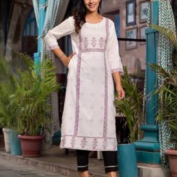 Juniper Off-White Printed Straight Kurta-image-28