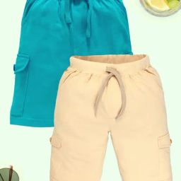 Kiddopanti Boys Multi Cotton Solid Shorts (Pack Of 2)-picture-8