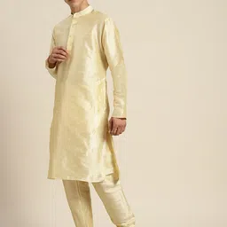 SOJANYA Mandarin Collar Regular Kurta With Churidar & With Nehru Jacket image 5