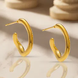 Rubans Voguish 18K Gold-Plated Stainless Steel Tarnish-Free Waterproof Abstract Open Hoop-picture-24