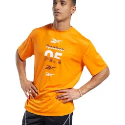 Reebok Orange Relaxed Fit Printed T-Shirt-image-52