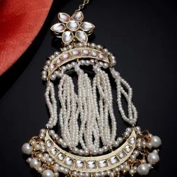 Karatcart Gold Plated Pearl Beads Studded Kundan Jhoomar for Women-picture-42