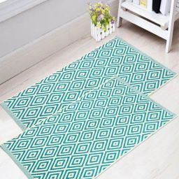 Saral Home Green Cotton Multipurpose Floor Rugs - Set of 2-35