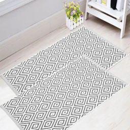 Saral Home Grey Cotton Multipurpose Floor Rugs - Set of 2-6