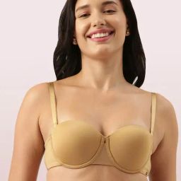 Enamor Tan Under Wired Padded Balconette Bra-image-19