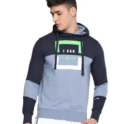 ALCIS Blue Printed Hooded Sweatshirt-image-66