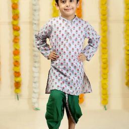The Mom Store Boys Multicolorcolor Cotton Printed Kurta with Dhoti-image-47