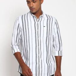 Lee White Slim Fit Striped Shirt-image-36