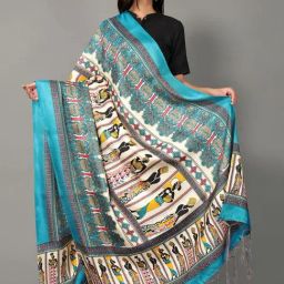 Satrani Blue & Cream Printed Dupatta-picture-42