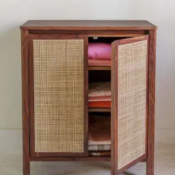 Fabindia Brown & Beige Sheesham Wood Textured Cabinet-image-36