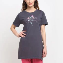 Kanvin Blue Printed T-Shirt-image-0