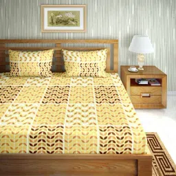 BELLA CASA Mysterious Printed Multicolor 150 TC Cotton King Bedsheet with 2 Pillow Covers-picture-42