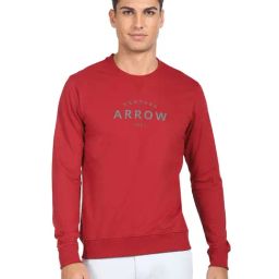 Arrow Sport Red Cotton Regular Fit Printed SweatShirt-image-55