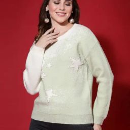 Mafadeny Green Embellished Sweater-image-0