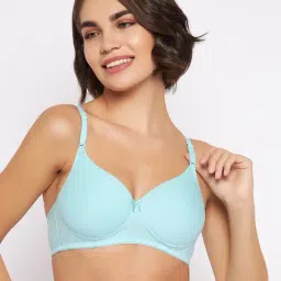Clovia Blue Cotton Half Coverage T-Shirt Bra-image-96