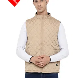 Cantabil Light Khaki Regular Fit Mock Collar Reversible Jacket-image-20