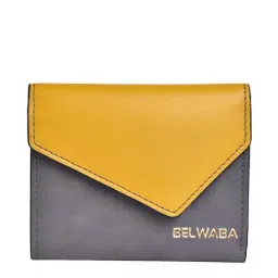 BELWABA Grey Color Block Tri-Fold Wallet for Women-8