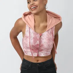 Forever 21 Pink Printed Hooded Jacket-44