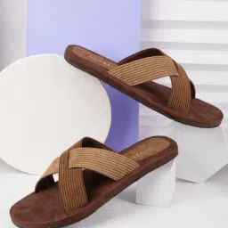 Paaduks Men's Cord Of Kings Brown Cross Strap Sandals-image-54